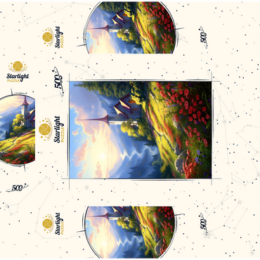 Mountain Chapel with Vibrant Meadow 500 Jigsaw Puzzle box 3D Modell