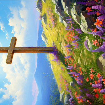 Hilltop Cross with Wildflower Bloom 1000 Jigsaw Puzzle 3D Modell