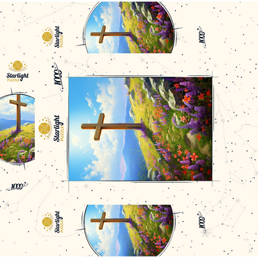 Hilltop Cross with Wildflower Bloom 1000 Jigsaw Puzzle box 3D Modell