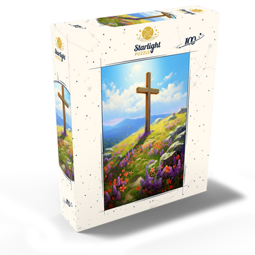 Hilltop Cross with Wildflower Bloom 100 Jigsaw Puzzle box view2