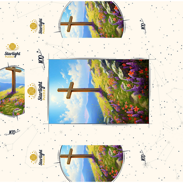 Hilltop Cross with Wildflower Bloom 100 Jigsaw Puzzle box 3D Modell