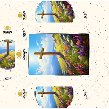 Hilltop Cross with Wildflower Bloom 500 Jigsaw Puzzle box 3D Modell