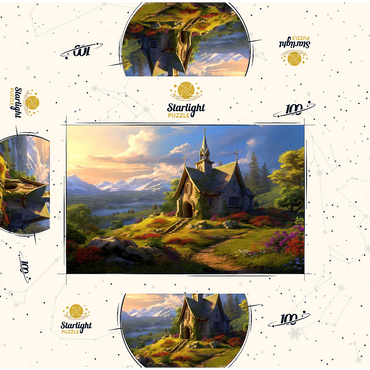 Charming Stone Chapel in Mountain Valley 100 Jigsaw Puzzle box 3D Modell