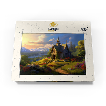 Charming Stone Chapel in Mountain Valley 500 Jigsaw Puzzle box view3