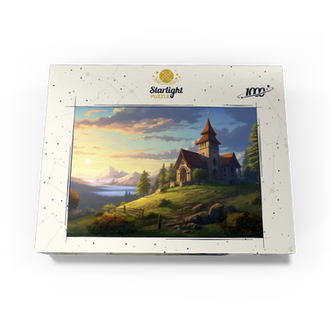 Hillside Chapel with Mountain Sunset 1000 Jigsaw Puzzle box view3