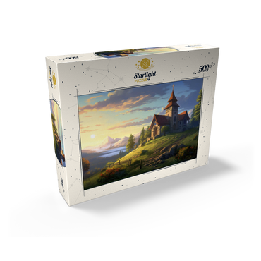 Hillside Chapel with Mountain Sunset 500 Jigsaw Puzzle box view2