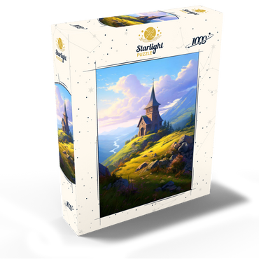 Mountain Chapel with Winding River View 1000 Jigsaw Puzzle box view2
