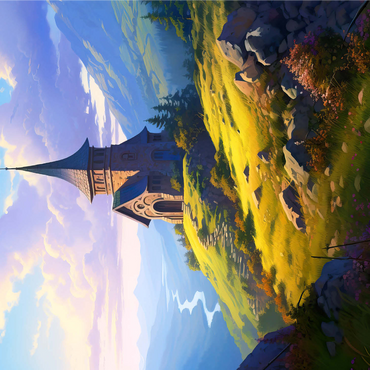 Mountain Chapel with Winding River View 1000 Jigsaw Puzzle 3D Modell