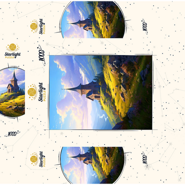 Mountain Chapel with Winding River View 1000 Jigsaw Puzzle box 3D Modell