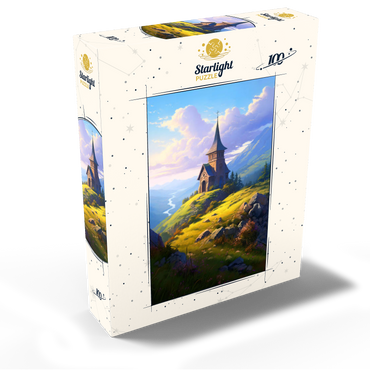 Mountain Chapel with Winding River View 100 Jigsaw Puzzle box view2