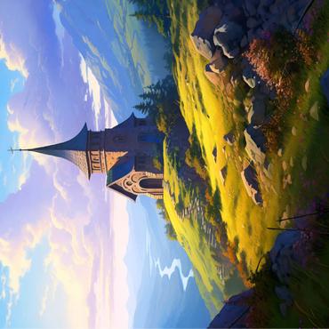 Mountain Chapel with Winding River View 100 Jigsaw Puzzle 3D Modell