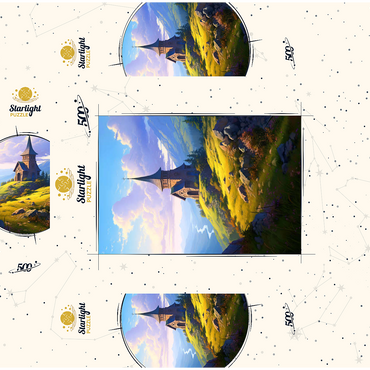 Mountain Chapel with Winding River View 500 Jigsaw Puzzle box 3D Modell