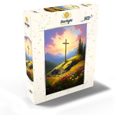 Sunlit Cross on Mountain Meadow 500 Jigsaw Puzzle box view2