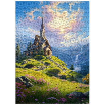 puzzleplate Chapel on a Sunlit Mountain 500 Jigsaw Puzzle