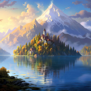 Lake Bled Island and Alpine Peaks 100 Jigsaw Puzzle 3D Modell