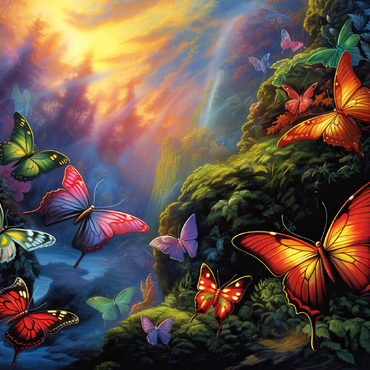 Colorful Butterflies in Enchanted Forest 100 Jigsaw Puzzle 3D Modell