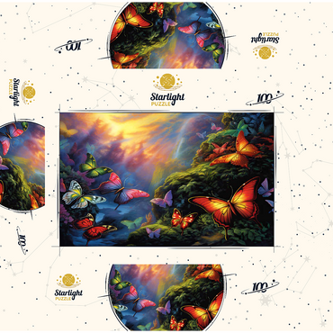 Colorful Butterflies in Enchanted Forest 100 Jigsaw Puzzle box 3D Modell