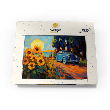 Vintage Car and Sunflower Field Sunset 1000 Jigsaw Puzzle box view3
