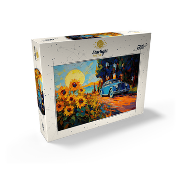 Vintage Car and Sunflower Field Sunset 500 Jigsaw Puzzle box view2