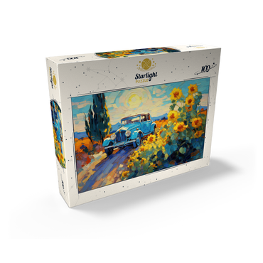 Classic Car and Sunflowers Under Bright Sun 100 Jigsaw Puzzle box view2