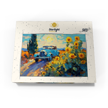 Classic Car and Sunflowers Under Bright Sun 500 Jigsaw Puzzle box view3