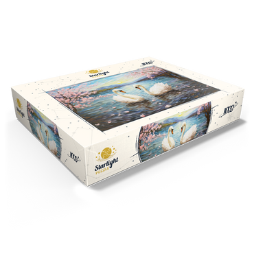 Swans and Cherry Blossoms at Sunrise 1000 Jigsaw Puzzle box view1