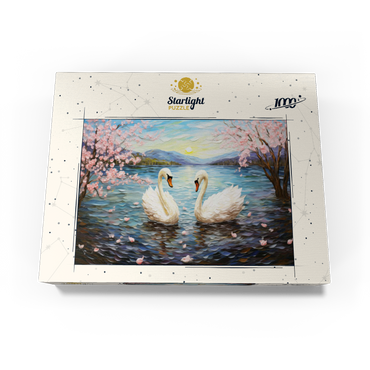Swans and Cherry Blossoms at Sunrise 1000 Jigsaw Puzzle box view3