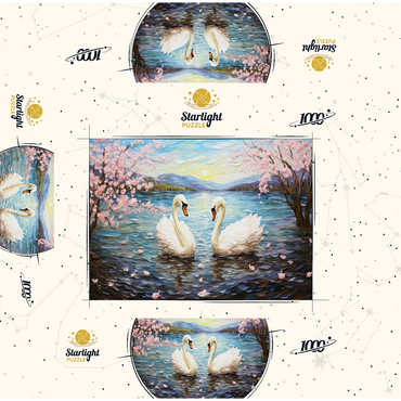 Swans and Cherry Blossoms at Sunrise 1000 Jigsaw Puzzle box 3D Modell