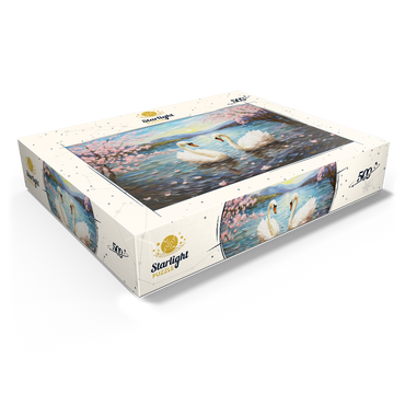 Swans and Cherry Blossoms at Sunrise 500 Jigsaw Puzzle box view1