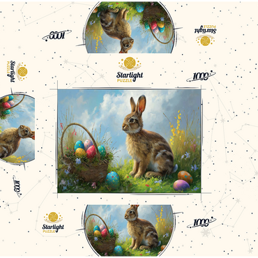 Easter Bunny with Colorful Eggs 1000 Jigsaw Puzzle box 3D Modell