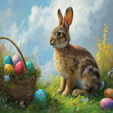 Easter Bunny with Colorful Eggs 100 Jigsaw Puzzle 3D Modell
