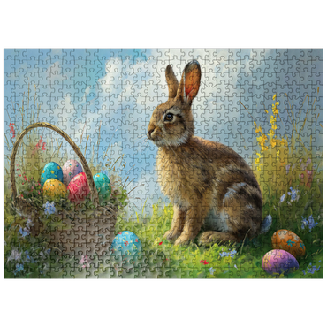 puzzleplate Easter Bunny with Colorful Eggs 500 Jigsaw Puzzle