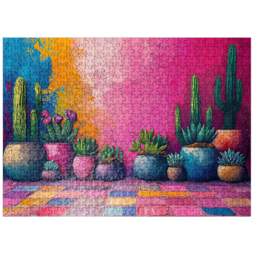 puzzleplate Colorful Cactus and Succulent Display 500 Jigsaw Puzzle