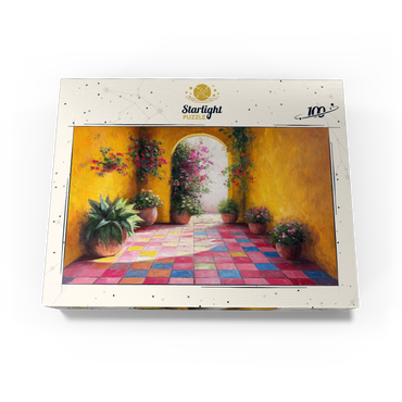Sunny Courtyard with Potted Flowers 100 Jigsaw Puzzle box view3