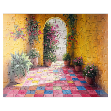 puzzleplate Sunny Courtyard with Potted Flowers 100 Jigsaw Puzzle