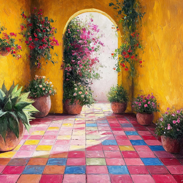 Sunny Courtyard with Potted Flowers 500 Jigsaw Puzzle 3D Modell