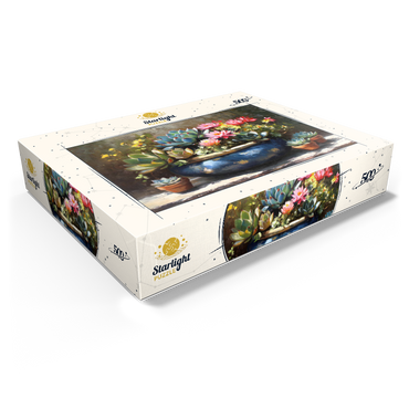 Blooming Succulents in Blue Ceramic Pot 500 Jigsaw Puzzle box view1