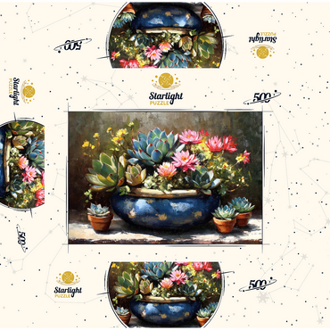 Blooming Succulents in Blue Ceramic Pot 500 Jigsaw Puzzle box 3D Modell