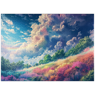 puzzleplate Vibrant Meadow Under Rainbow Clouds 1000 Jigsaw Puzzle