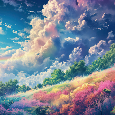 Vibrant Meadow Under Rainbow Clouds 1000 Jigsaw Puzzle 3D Modell