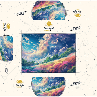 Vibrant Meadow Under Rainbow Clouds 1000 Jigsaw Puzzle box 3D Modell