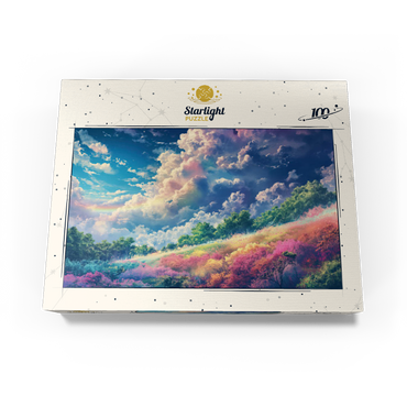 Vibrant Meadow Under Rainbow Clouds 100 Jigsaw Puzzle box view3