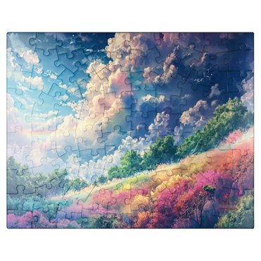 puzzleplate Vibrant Meadow Under Rainbow Clouds 100 Jigsaw Puzzle