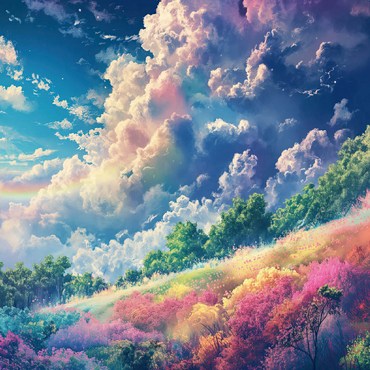 Vibrant Meadow Under Rainbow Clouds 100 Jigsaw Puzzle 3D Modell