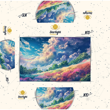 Vibrant Meadow Under Rainbow Clouds 100 Jigsaw Puzzle box 3D Modell