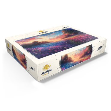 Sunset Over Vibrant Flower Fields 100 Jigsaw Puzzle box view1