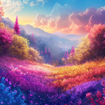 Vivid Rainbow Forest Valley 1000 Jigsaw Puzzle 3D Modell