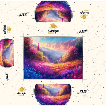 Vivid Rainbow Forest Valley 1000 Jigsaw Puzzle box 3D Modell