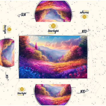 Vivid Rainbow Forest Valley 100 Jigsaw Puzzle box 3D Modell