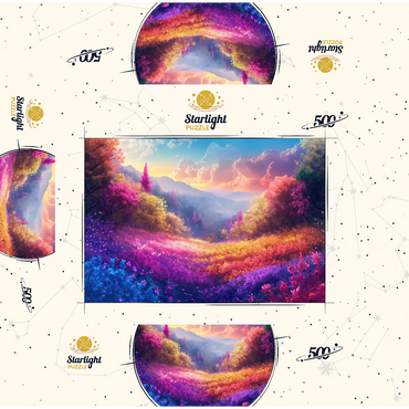 Vivid Rainbow Forest Valley 500 Jigsaw Puzzle box 3D Modell